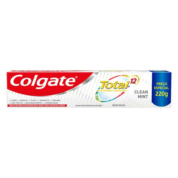 Creme Dental Clean Mint COLGATE Total 12 Caixa 220g