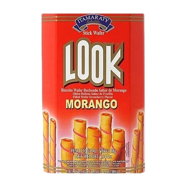 Biscoito Wafer Stick LOOK Morango Pacote 55g Biscoito Wafer Stick LOOK Morango Pacote 55g