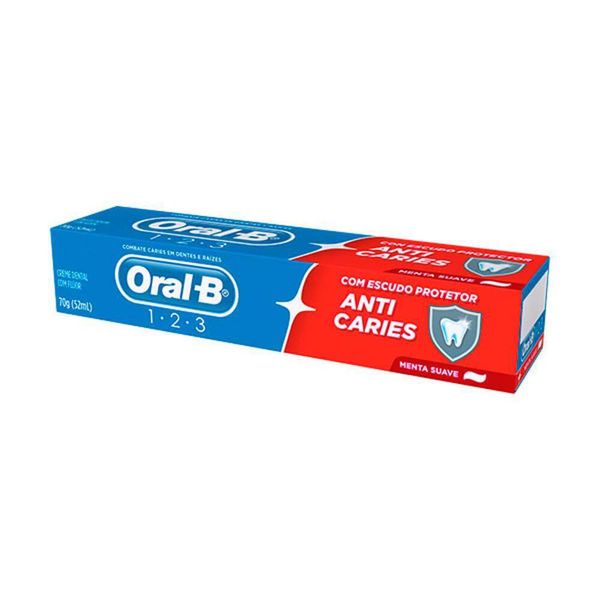 Creme Dental ORAL-B Menta Suave 1-2-3 Caixa 70g