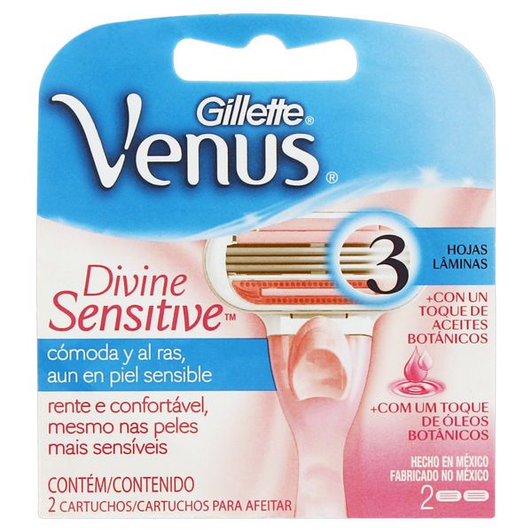 Carga para Aparelho de Depilar Descartável Gillette Venus Divine Sensitive 2 Unidades