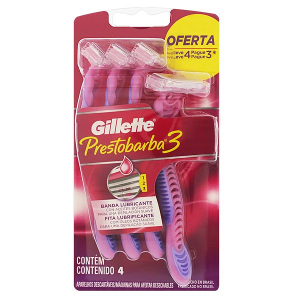 Aparelho Descartável para Depilar Gillette Prestobarba3 Leve 4 Pague 3 Unidades