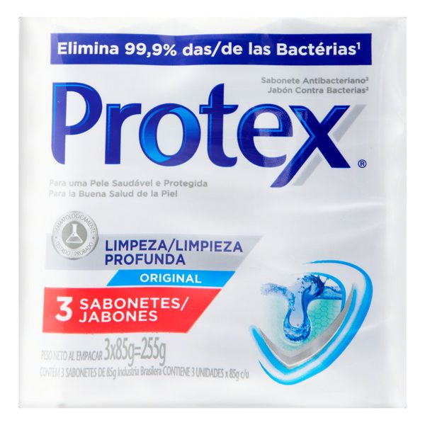 Pack Sabonete PROTEX Antibacteriano Original Limpeza Profunda Barra 255g 3un