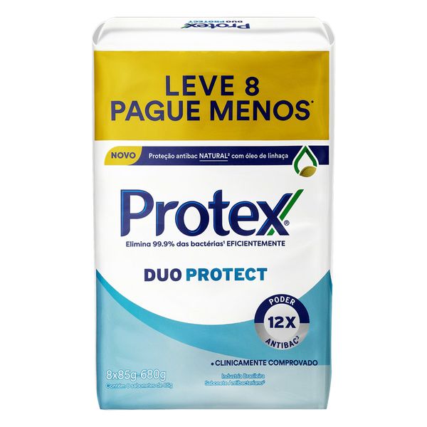 Pack Sabonete PROTEX Antibacteriano Duo Protect Barra 680g Leve 8 Pague Menos