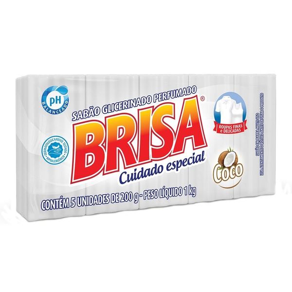 Sabão BRISA Glicerinado Branco Coco 200g 5un