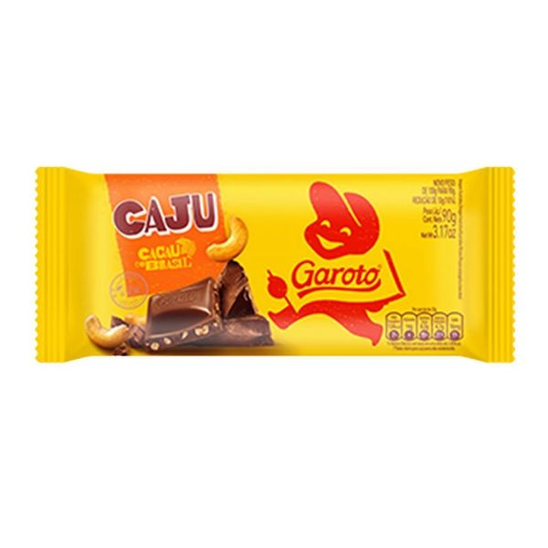 Chocolate GAROTO Biscoito C/ Castanha de Caju Tablete 90g
