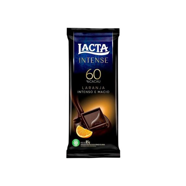 Chocolate LACTA intense 60% cacau laranja Barra 85g
