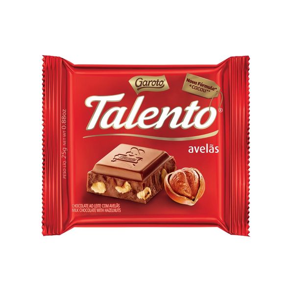 Chocolate ao Leite GAROTO Talento Avelãs Tablete 25g