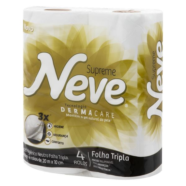Papel Higiênico NEVE Folha Tripla Neutro Supreme 20m Pacote 4un Papel Higiênico NEVE Folha Tripla Neutro Supreme 20m Pacote 4un