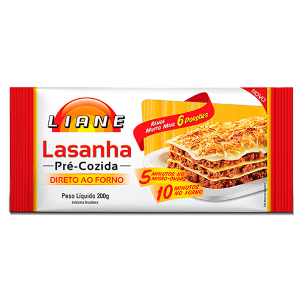 Lasanha Pré-Cozida LIANE Zero Lactose Pacote 200g