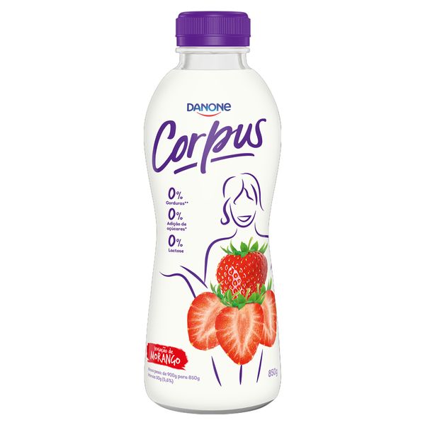 Iogurte CORPUS Morango Zero Lactose Garrafa 850g