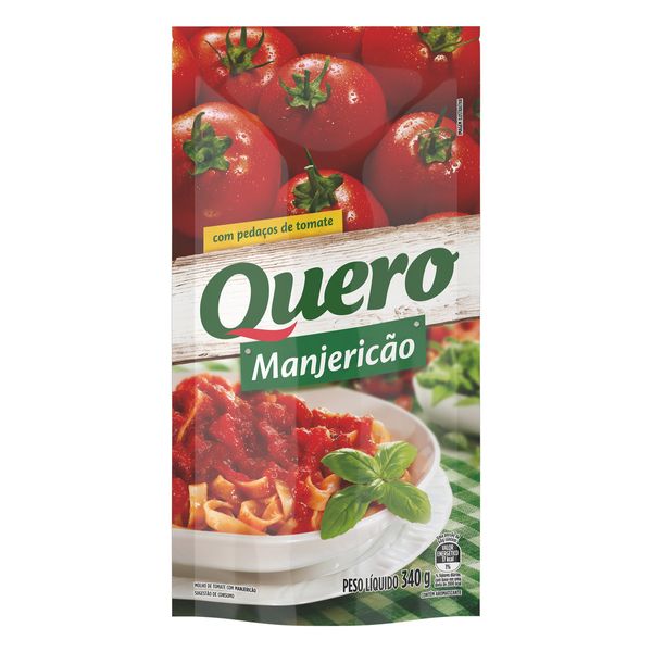 Molho de Tomate QUERO Pronto com Manjericão Pacote 340g