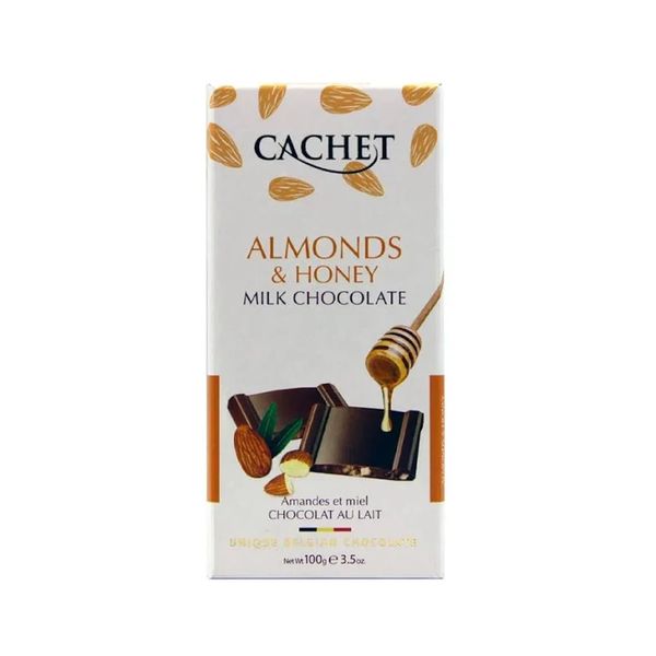 Chocolate Belga ao Leite CACHET Amêndoas e Mel Tablete 100g