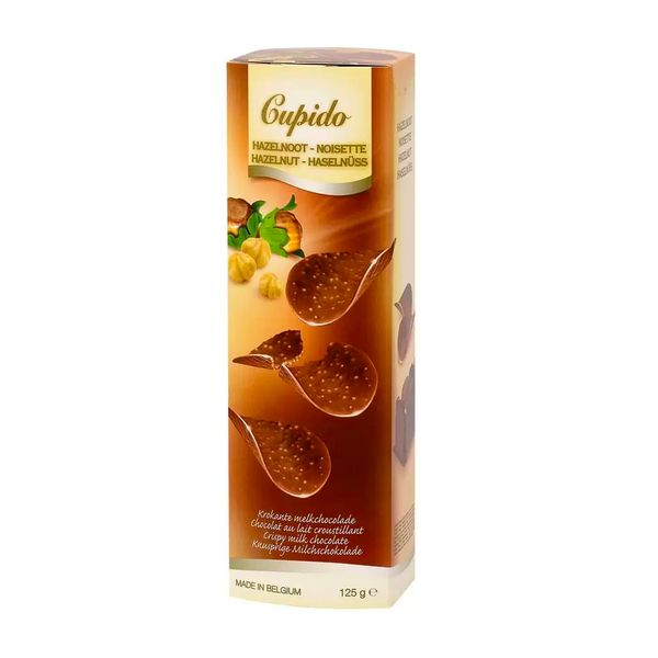 Folhas Crocantes de Chocolate CUPIDO com Avelã Caixa 125g