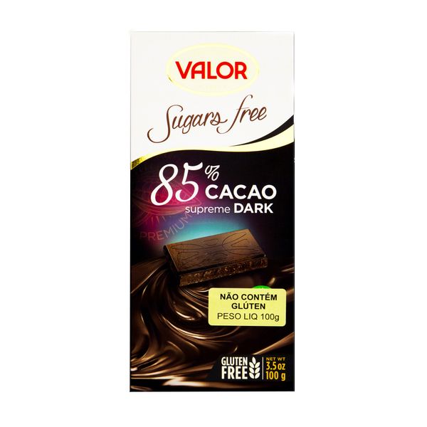 Chocolate Dark VALOR 85% Sugar Add Cacau Tablete 100g