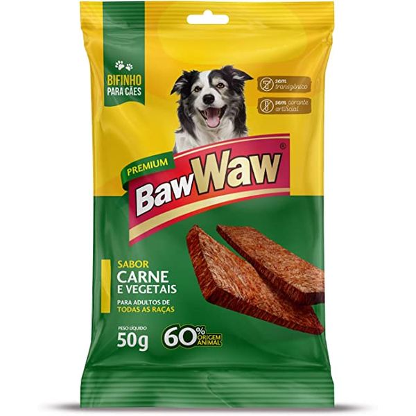 Bifinho para cães sabor Carne e Vegetais BAW Waw Sachẽ 50g