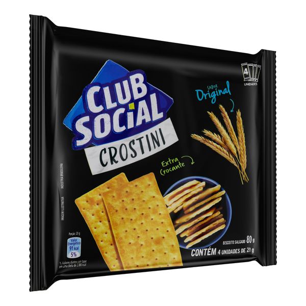 Pack Biscoito Crostini Original CLUB SOCIAL Pacote 80g 4un