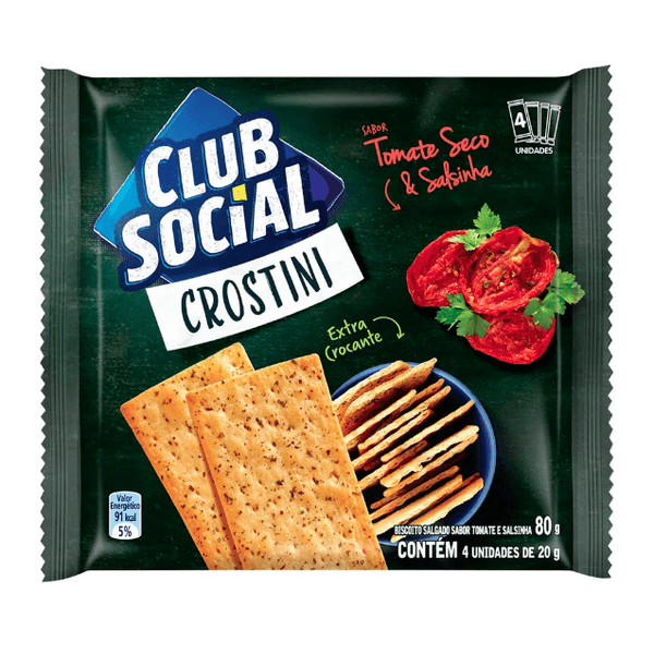 Biscoito CLUB SOCIAL Crostini Tomate Seco & Salsinha Pacote 80g