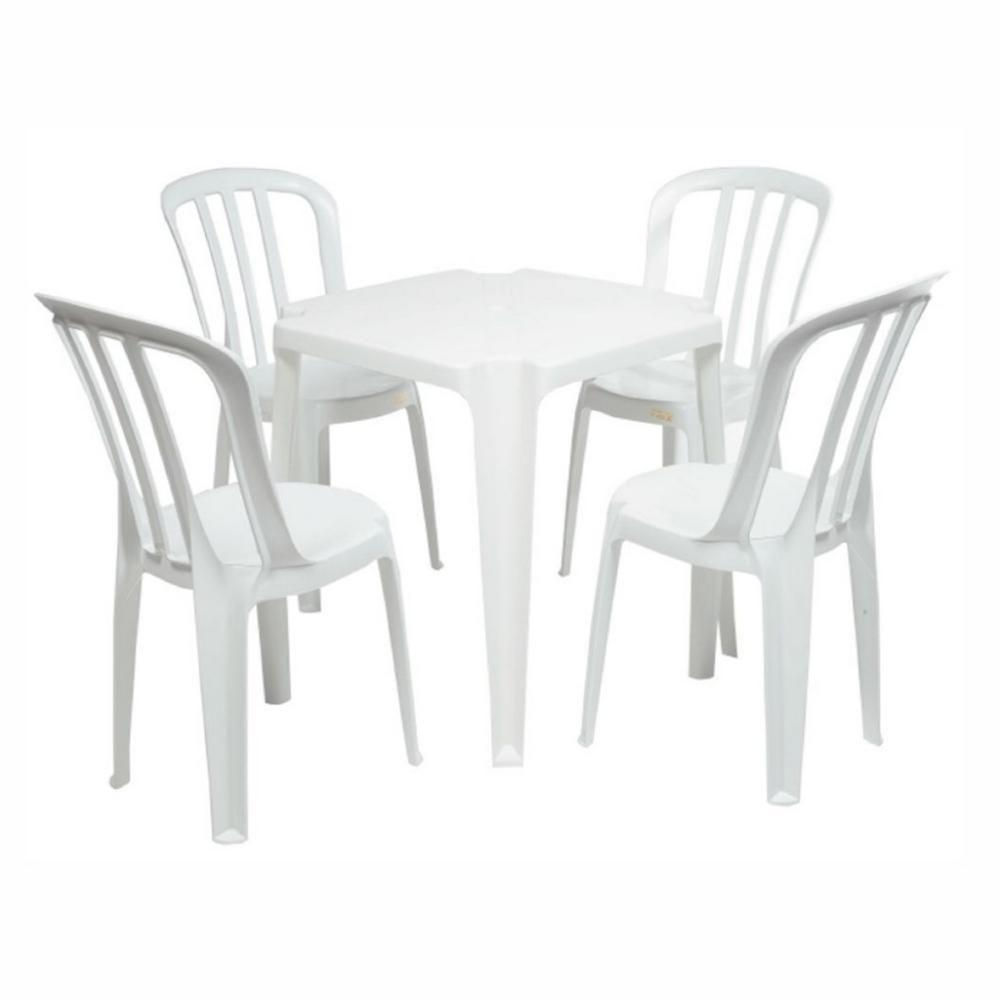 Conjunto de Mesa 4 Cadeiras Plastico Inovar Cestaplus Branca