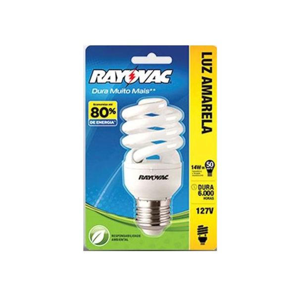 Lâmpada Fluorescentes Compactas RAYOVAC CFL 15W 127V Espiral Luz Branca Caixa 1un