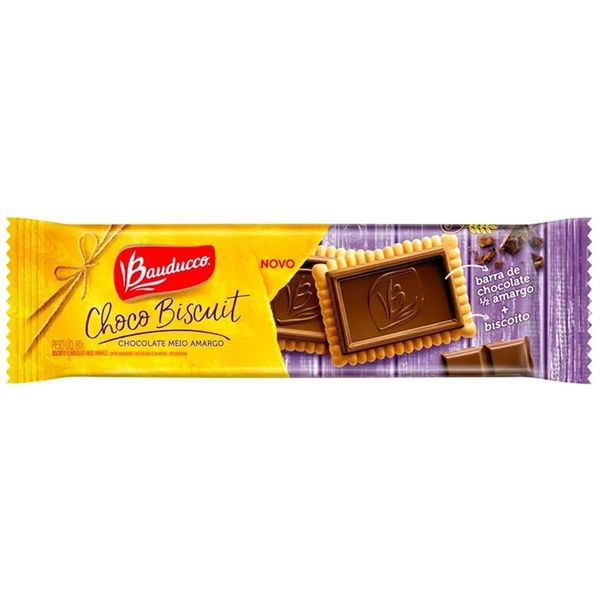 Biscoito Choco Biscuit Chocolate Meio Amargo Bauducco Pacote 80g