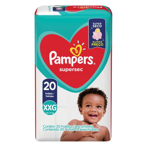 Fralda Descartável Infantil PAMPERS Supersec XXG Pacote 20un Fralda Descartável Infantil PAMPERS Supersec XXG Pacote 20un