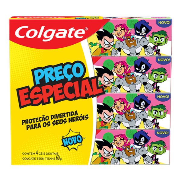 Creme Dental Infantil Colgate Gel Teen Titans 4Pack 60g