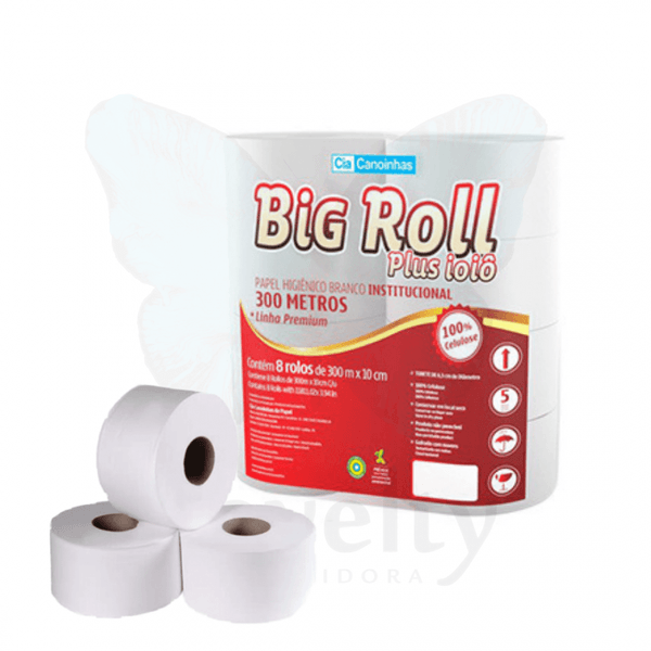 Papel higiênico Big Roll Plus ioiô 300mt 8un Papel higiênico Big Roll Plus ioiô 30mt 8un