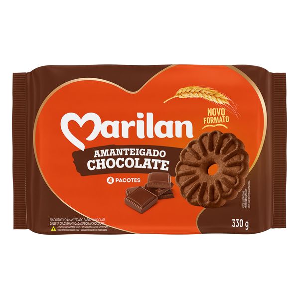 Biscoito Amanteigado Chocolate Marilan Pacote 330g Biscoito Amanteigado Chocolate Marilan Pacote 330g