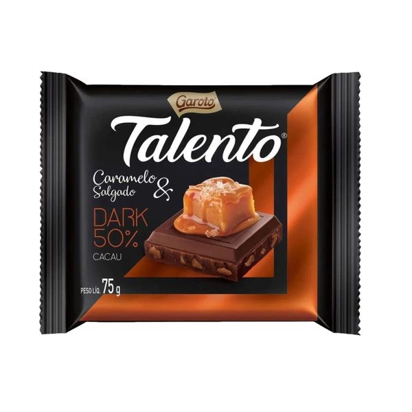 Chocolate Caramelo Salgado Garoto Talento Dark Tablete 75g