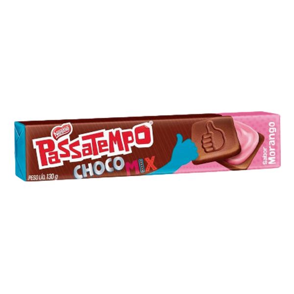 Biscoito Recheado Chocolate com Morango Passatempo Pacote 130g