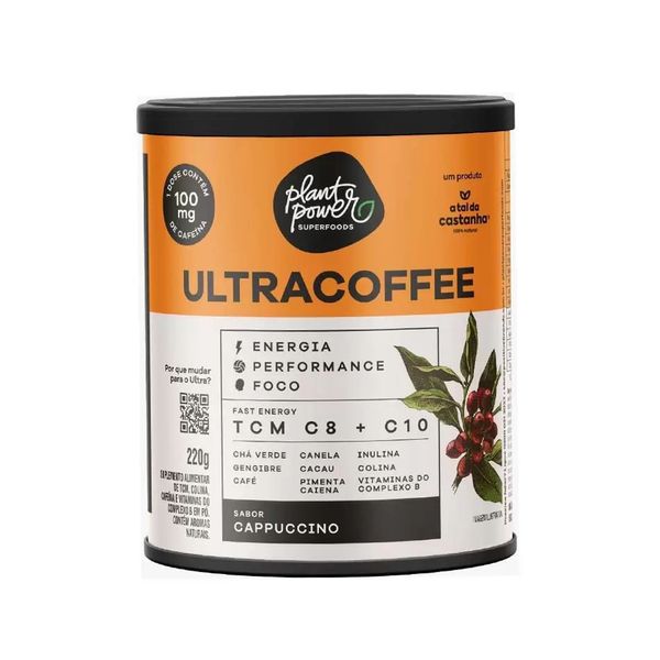 Suplemento Alimentar em Pó PLANT POWER Ultracoffee Cappuccino Lata 220g