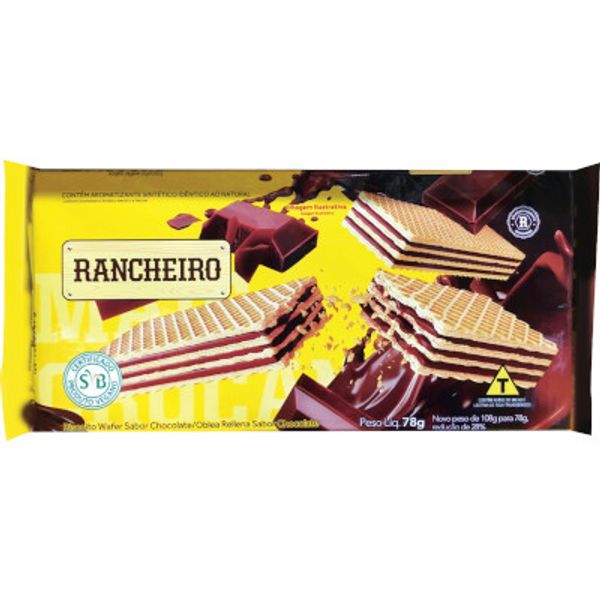Biscoito Wafer Rancheiro Chocolate Pacote 78g