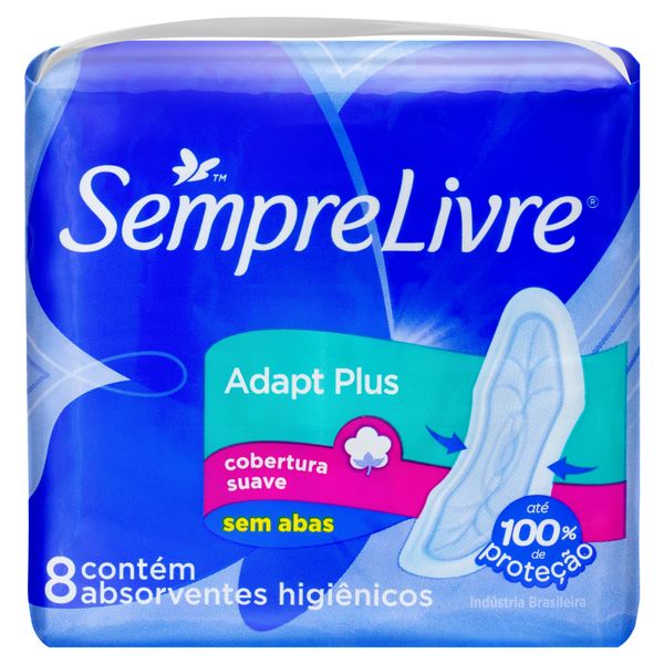 Absorvente sem Abas Suave Adapt Plus Sempre Livre Pacote 8 Unidades