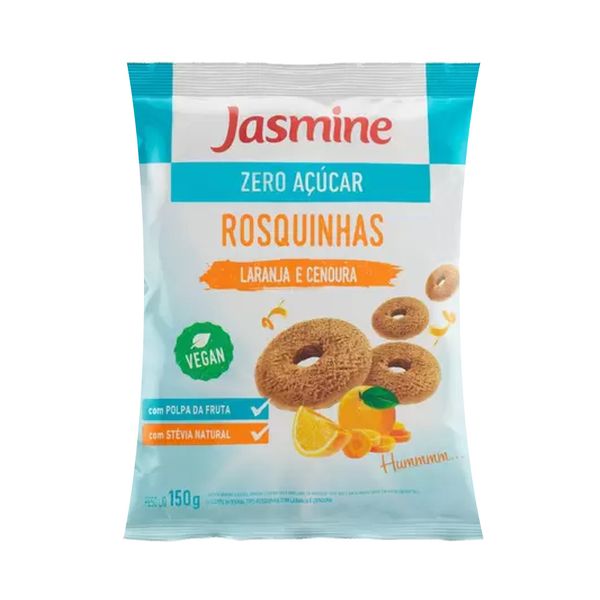 Biscoito Rosquinha Integral JASMINE Laranja e Cenoura Zero Açúcar Pacote 150g