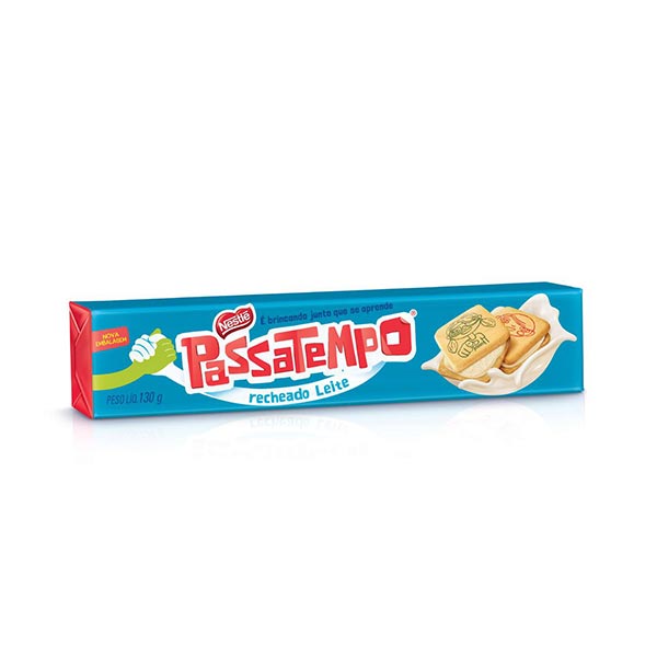 Biscoito Passatempo Recheado Leite Nestlé Pacote 130g