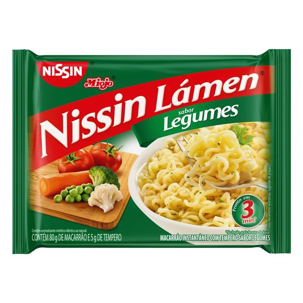 Macarrão Instantâneo Legumes Nissin Miojo Lámen Pacote 85g
