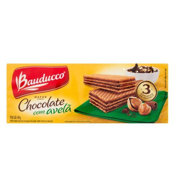 Biscoito Wafer BAUDUCCO Chocolate com Avelã Pacote 140g