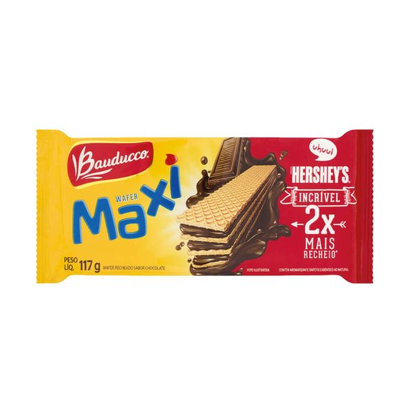 Biscoito Wafer BAUDUCCO chocolate Maxi Pacote 117g