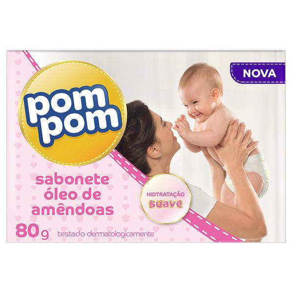 Sabonete Infantil em Barra Óleo de Amêndoas Pom Pom Caixa 80g