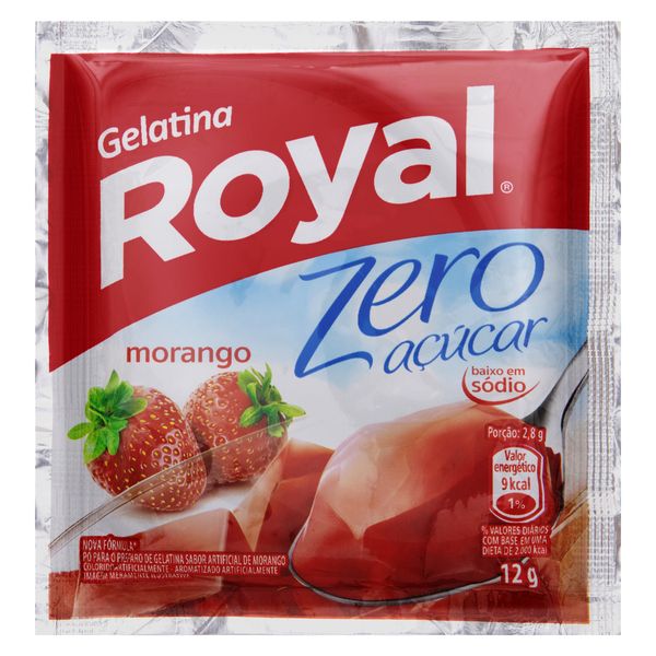 Gelatina em Pó Morango Zero Açúcar Royal Pacote 12g Gelatina em Pó Morango Zero Açúcar Royal Pacote 12g