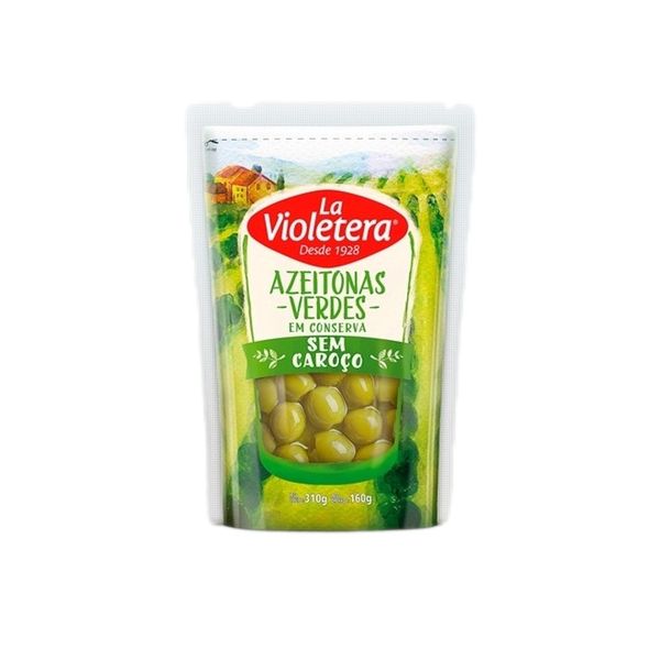 Azeitonas Verdes Sem Caroço La VIOLETERA Sachê 160g Azeitonas Verdes Sem Caroço La VIOLETERA Sachê 160g