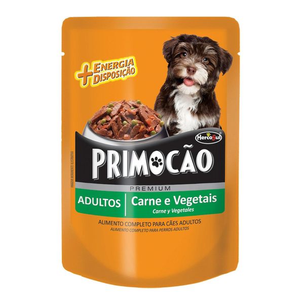 Ração Úmida para Cães Premium Primocão Carne e Vegeteais Sachê 100g