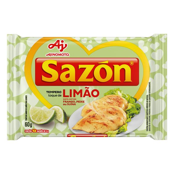 Tempero para Carnes Toque de Limão Sazón Pacote 60g 12un