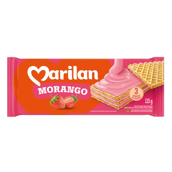 Biscoito Wafer Recheio Morango Marilan Pacote 115g