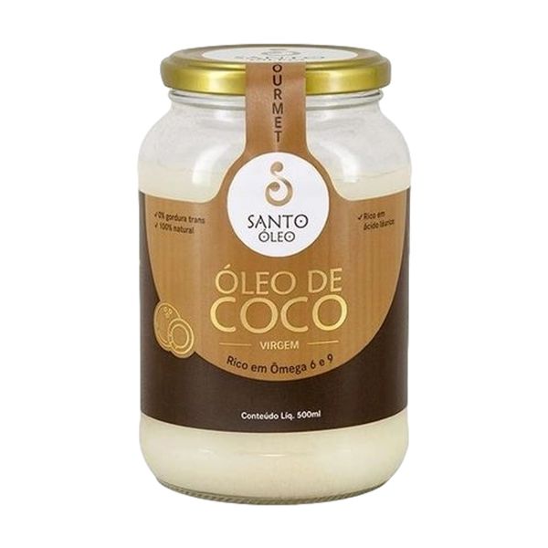 Óleo de Coco Extra Virgem Santo Óleo Pote Vidro 500ml