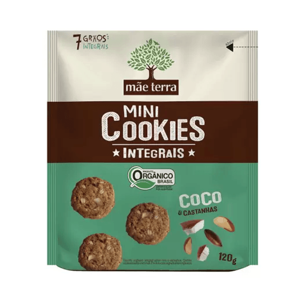 Mini Cookies Integrais MÃE TERRA Coco e Castanhas Pacote 120g