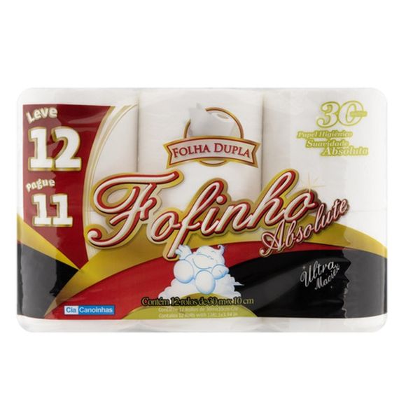 Papel Higiênico Fofinho Absolute Folhas Dupla 30m 12un Papel Higiênico Fofinho Absolute Folhas Dupla 30m 12un