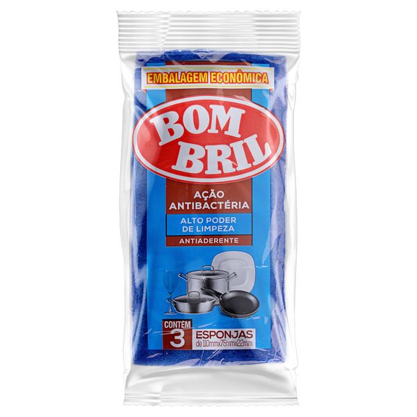 Esponja Antiaderente Bom Bril 3 Unidades Embalagem Econômica Esponja Antiaderente Bom Bril 3 Unidades Embalagem Econômica