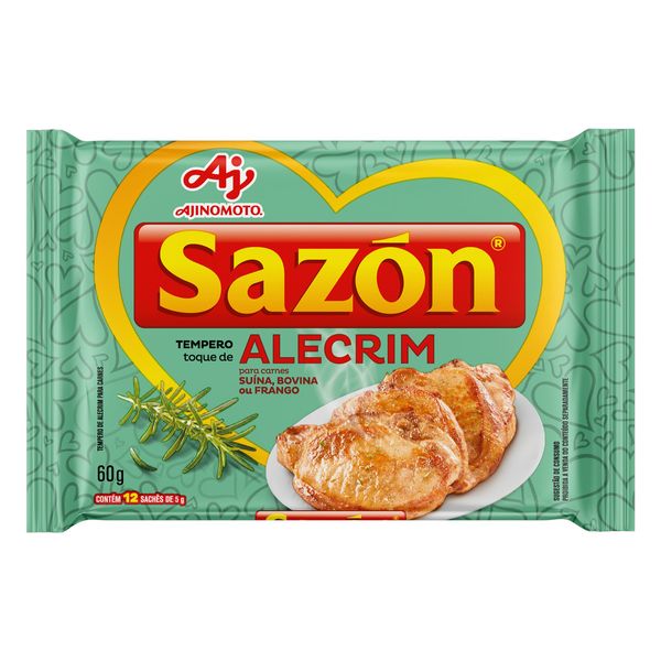 Tempero para Carnes Toque de Alecrim Sazón Pacote 60g 12un