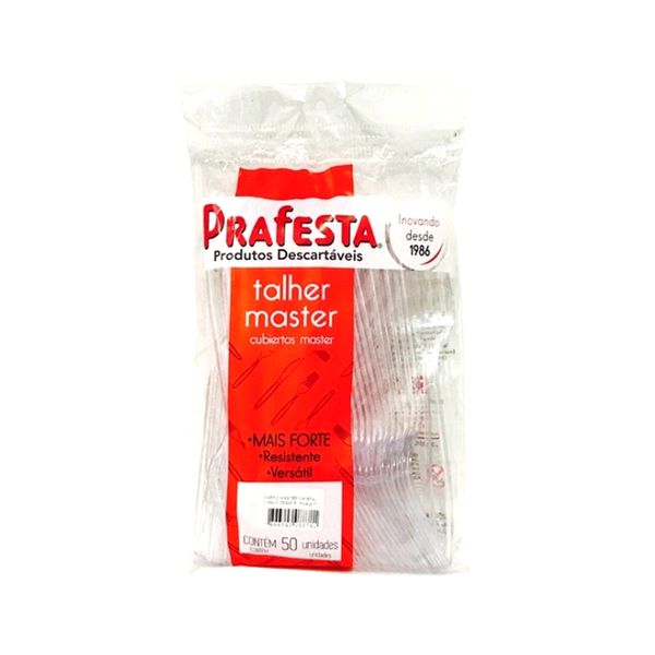 Garfo Plástico Cristal PRAFESTA Master Pacote 50un